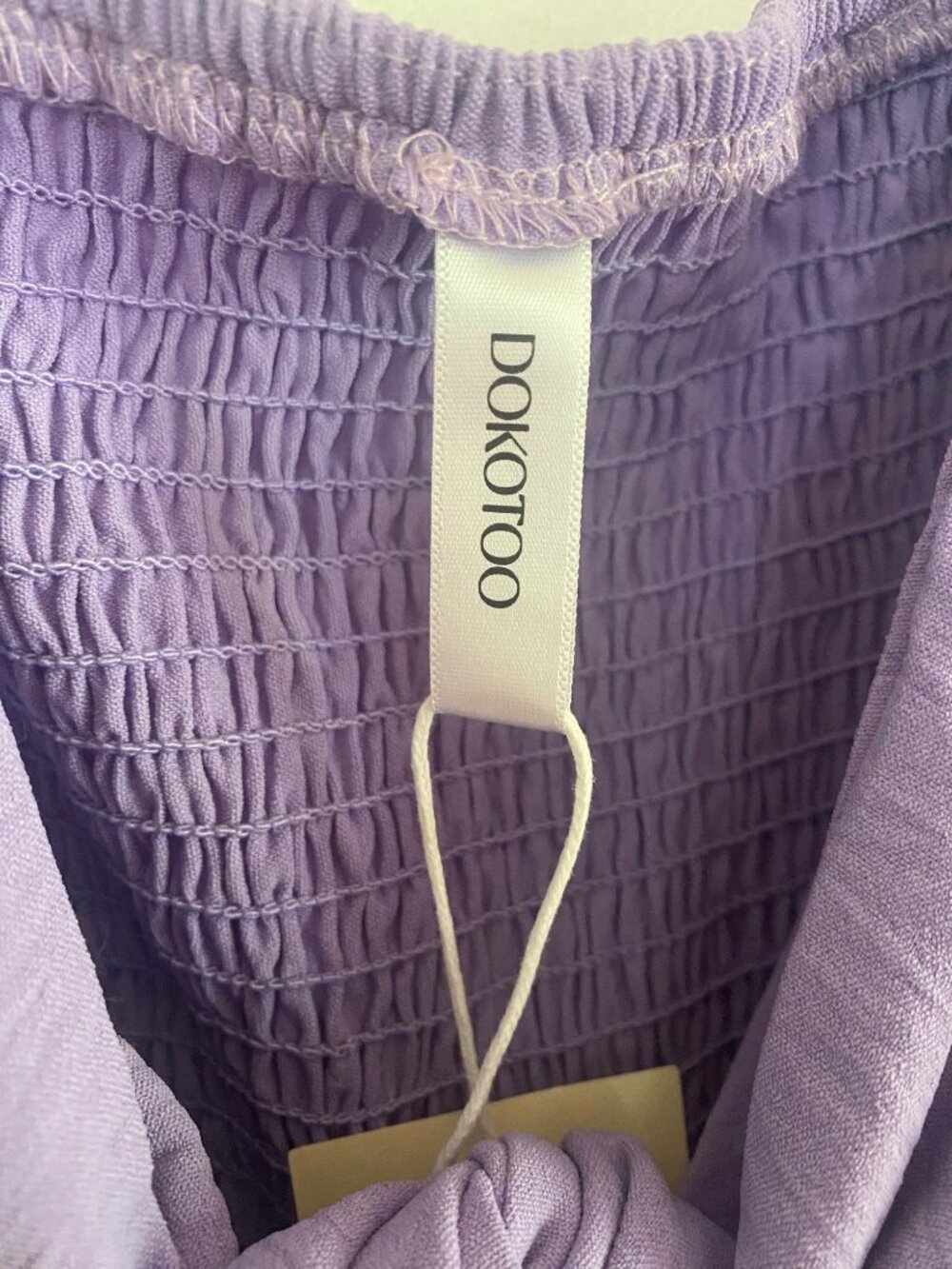 NWT Women’s Lavender Tie-Front Smocked Mini Dress With Flutter Sleeves Size L - Picture 8 of 10